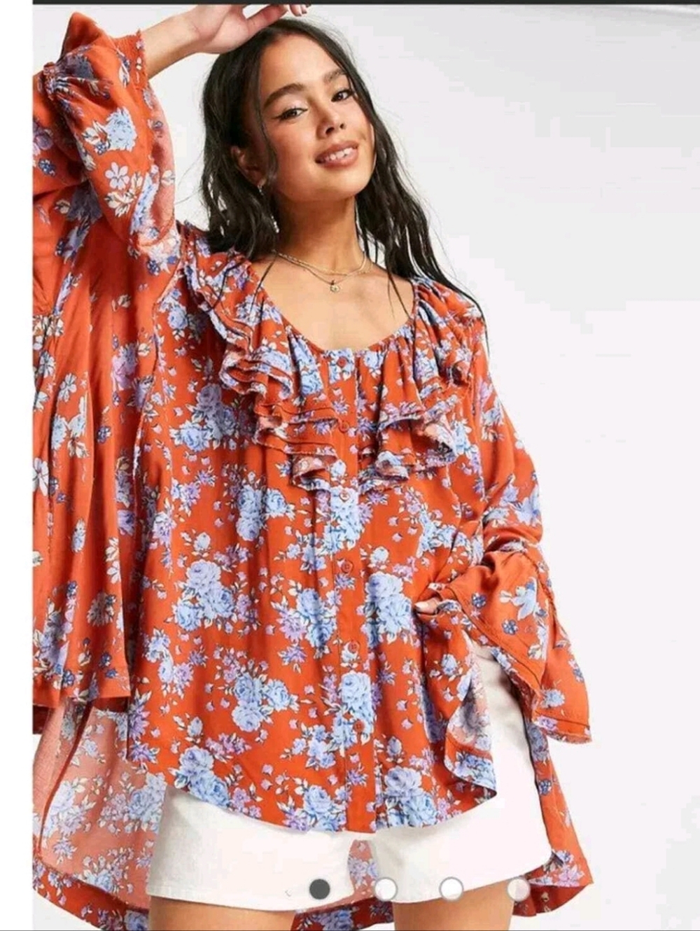 Free People Ruffle Oversized Whimsical Loretta Top